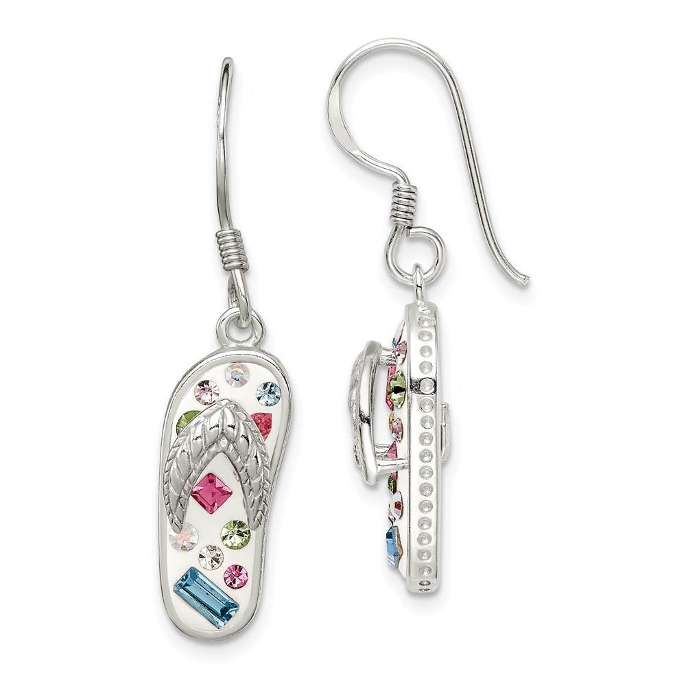 925 Sterling Silver Stellux Crystal Multi-Color/White Flip Flop Earrings